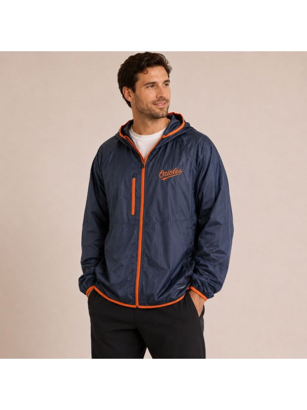 Majestic Baltimore Orioles Windbreaker Jacket XL Black Orange MLB Mens Baseball